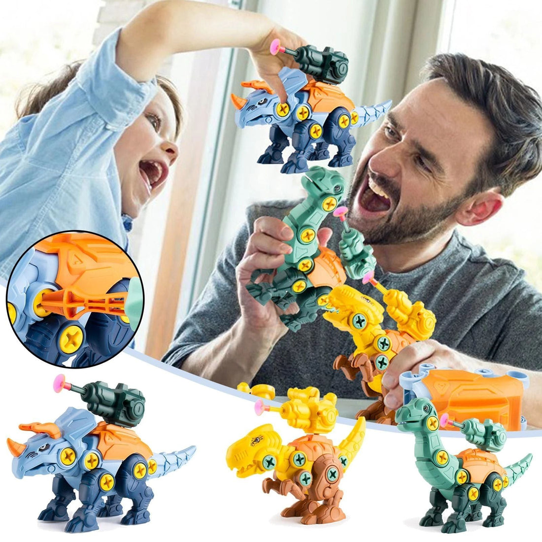Dinosaurier Schrauben Spielset mit Saugnapf Kanone