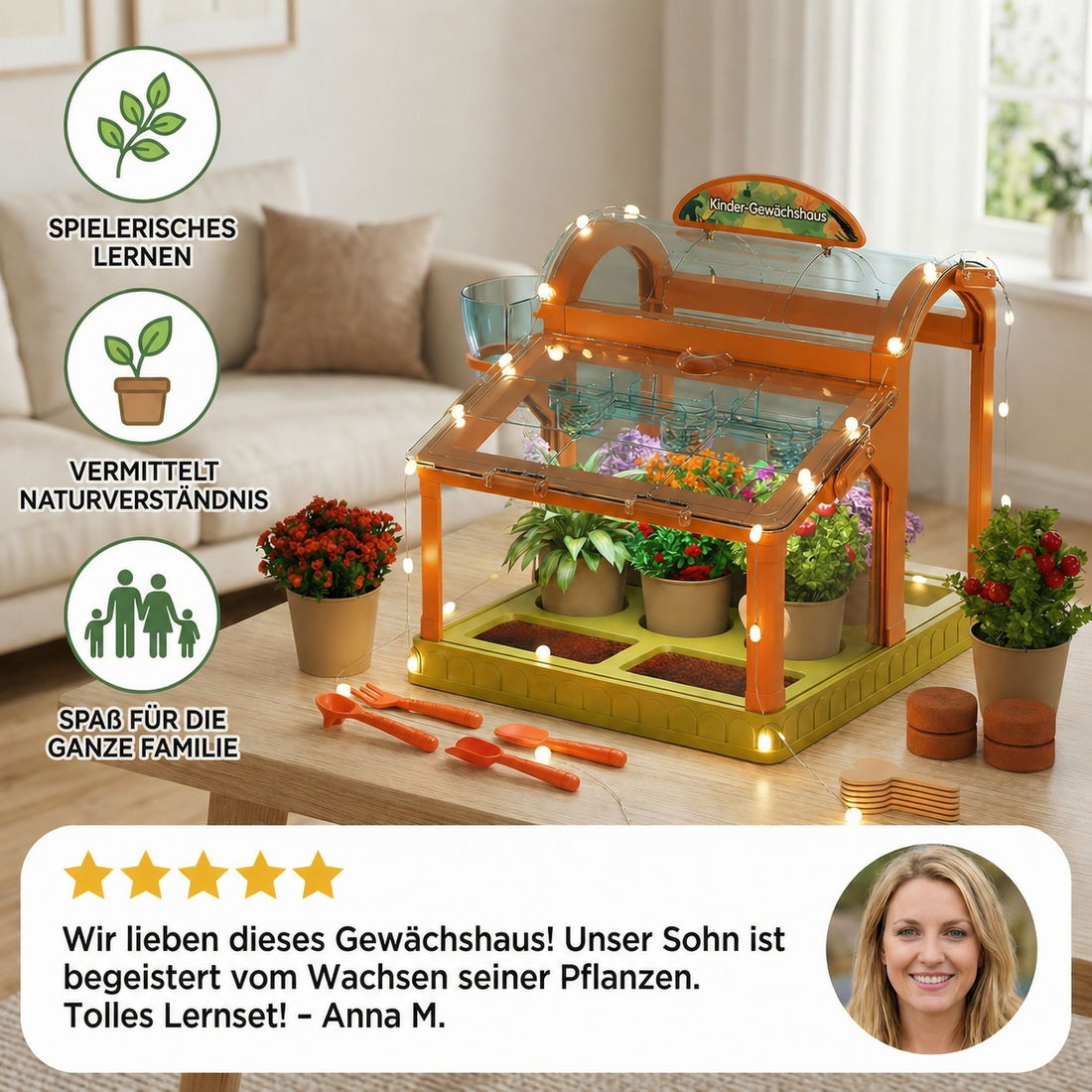 Kinder-Gewächshaus aus Acryl, Indoor Pflanzset für spielerisches Lernen & Pflanzenzucht