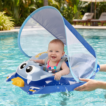 Aufblasbarer Baby-Schwimmring mit Schultergurten & Sonnendach, Sicherer Pool-Sitz für Babys