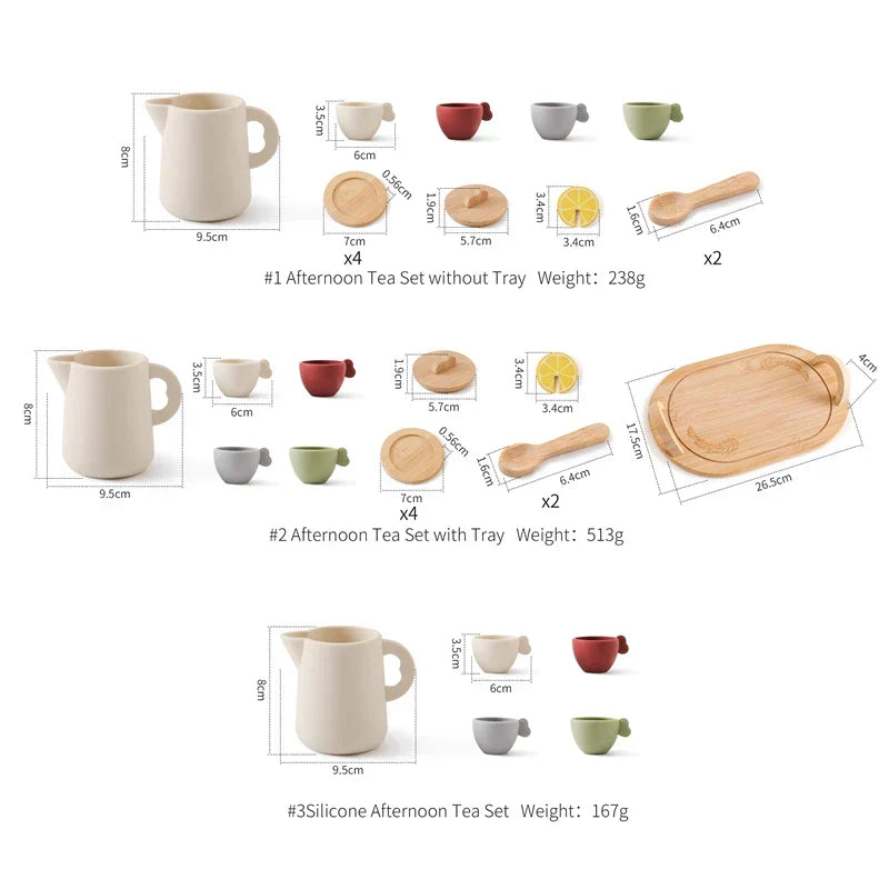 Holz- und Silikon Teeset