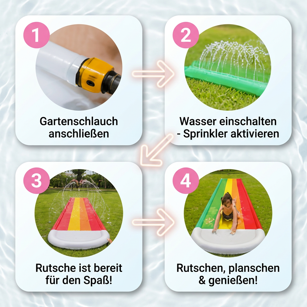 Regenbogen Wasserrutsche, Aufblasbare Outdoor Rutsche für Kinder & Familie
