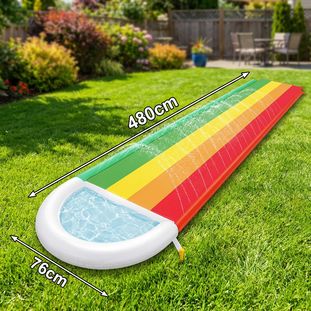 Regenbogen Wasserrutsche, Aufblasbare Outdoor Rutsche für Kinder & Familie